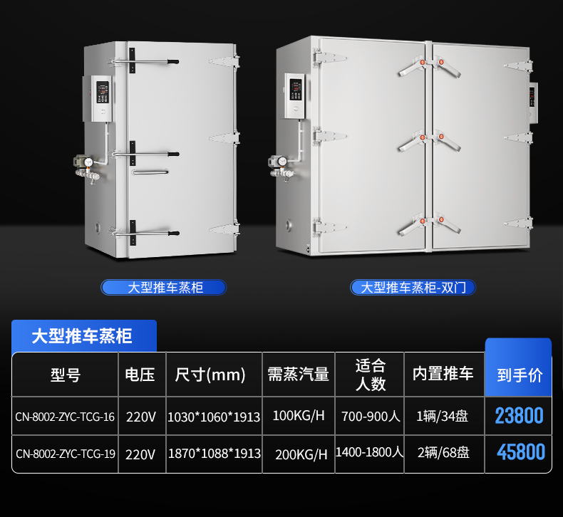 推车式蒸柜参数表